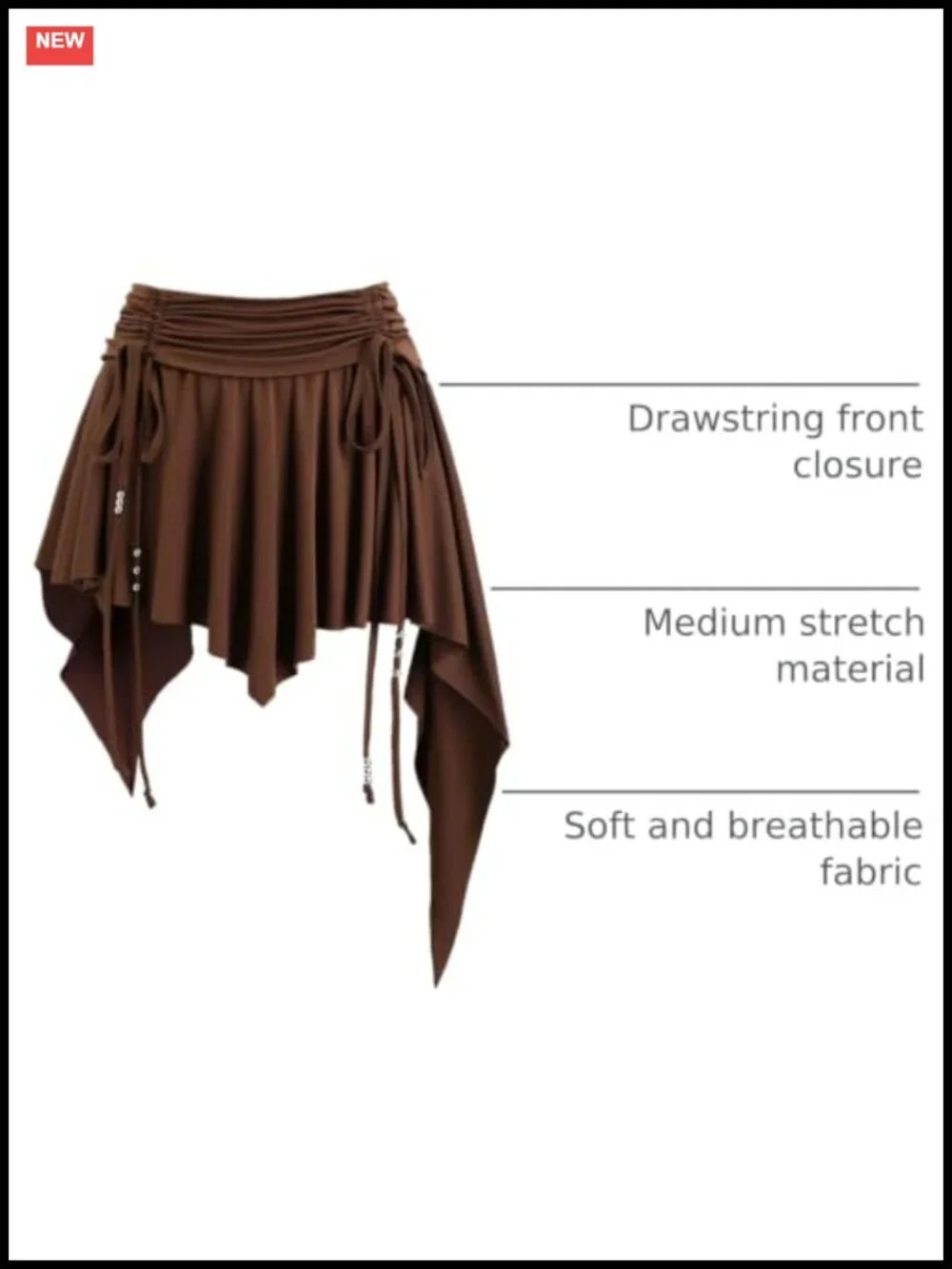 Women's Ruched Asymmetrical Pleated Mini Skirt - Y2K Drawstring